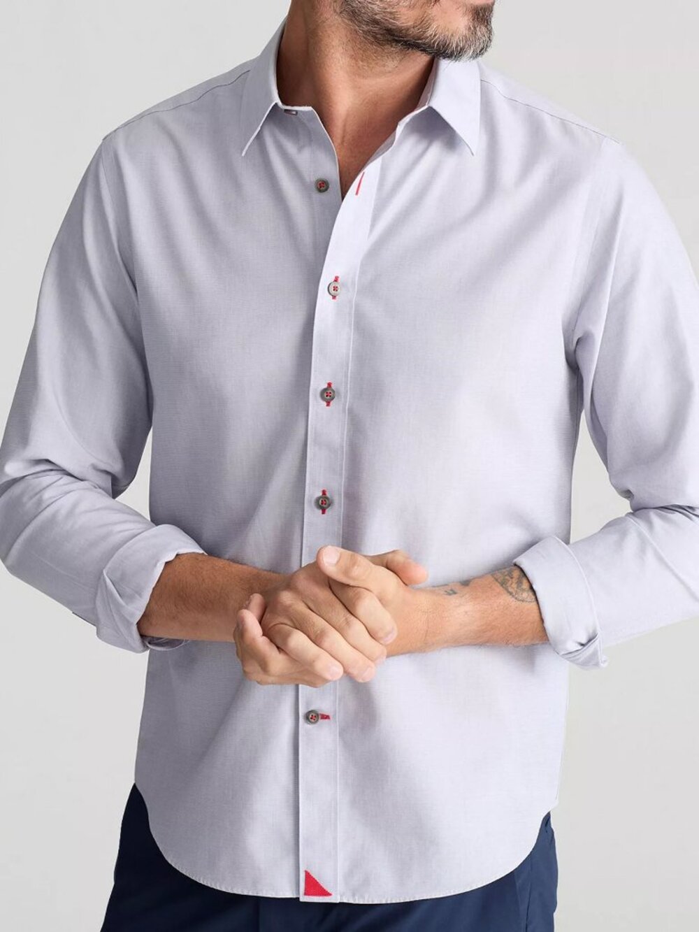 UNTUCKit Rubican Long Sleeve Shirt (Light Gray) - XXL Regular Fit